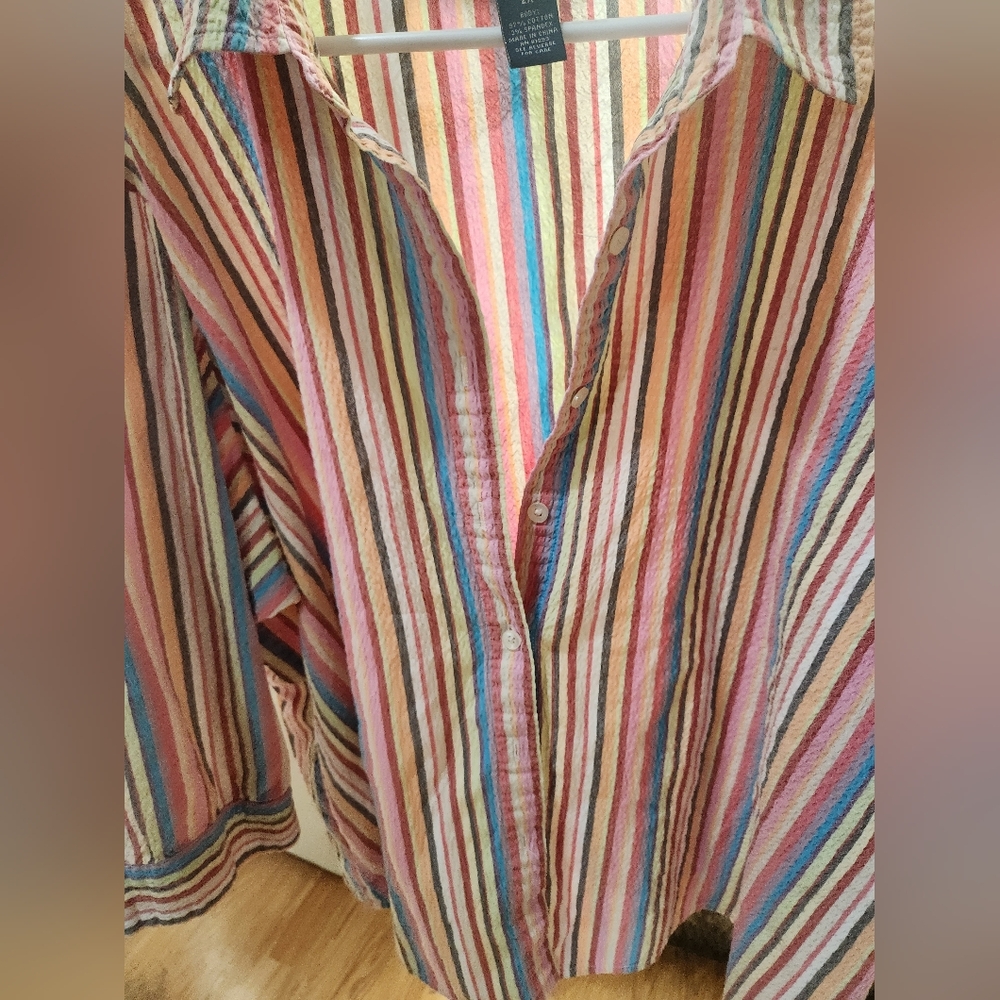 Denim&Co Vibrant Striped Blouse Size 2x - Picture 3 of 7